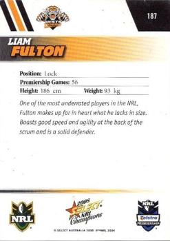 2008 Select NRL Champions #187 Liam Fulton Back